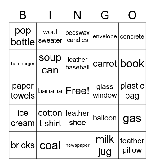 Natural Resources Bingo Card