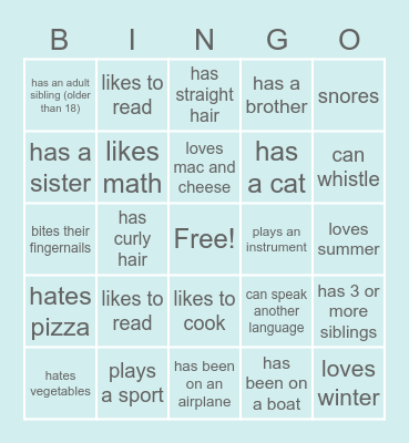 Find someone who... Bingo Card
