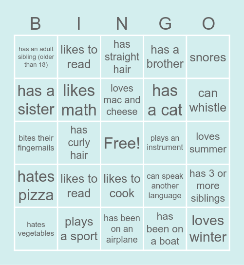 Find someone who... Bingo Card