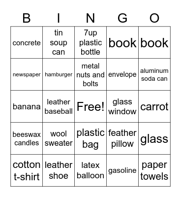 Natural Resources Bingo Card