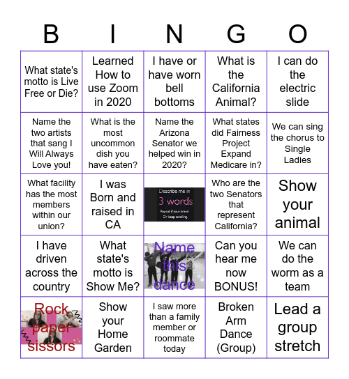 THEE FUN SEIU-UHW EBOARD FUN ROOM Bingo Card