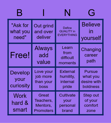Josh's Career Bingo Card