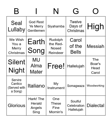 U Choir Bingo! Bingo Card