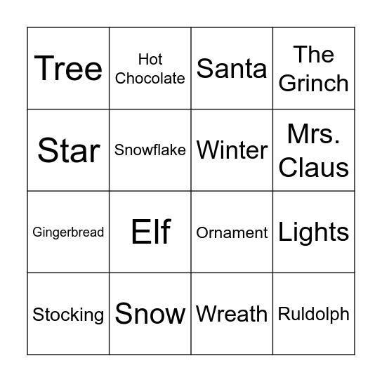 Christmas BINGO Card
