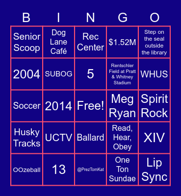 UConn Trivia Bingo Card