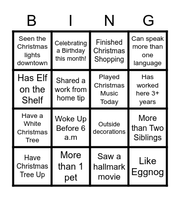 Team Holiday Cheer Bingo Card