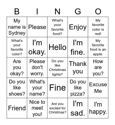 Untitled Bingo Card