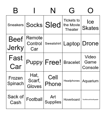 Here Comes Santa Claus Bingo Card