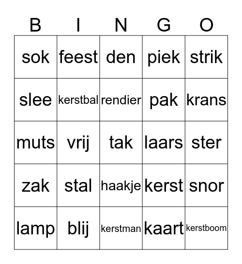 KERST BINGO GROEP 3 Bingo Card