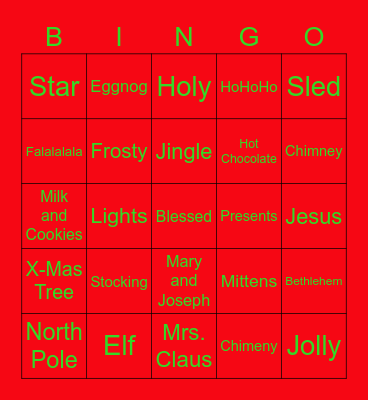 Holiday Bingo Card