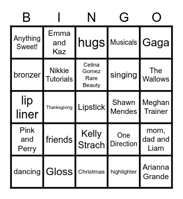 These are a Few of my Favourite Things!! Bingo Card