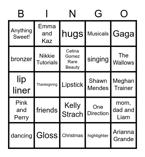 These are a Few of my Favourite Things!! Bingo Card