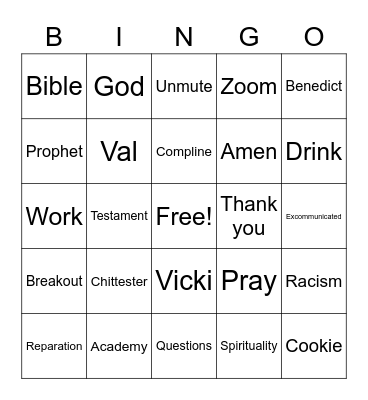 Academy Bingo Card