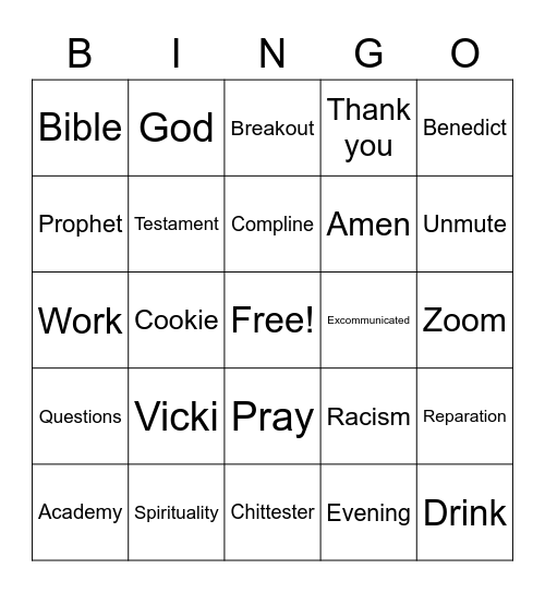 Academy Bingo Card