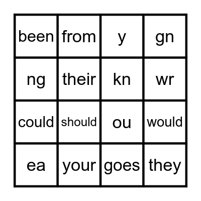 Phonics Bingo - 12/4 Bingo Card