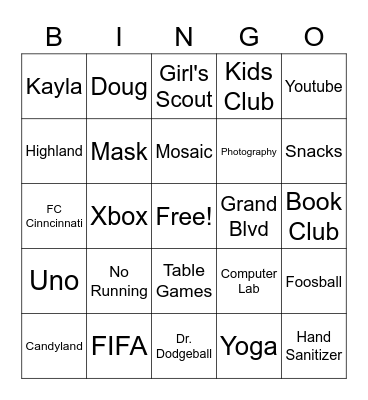 BGC Hamilton Bingo! Bingo Card