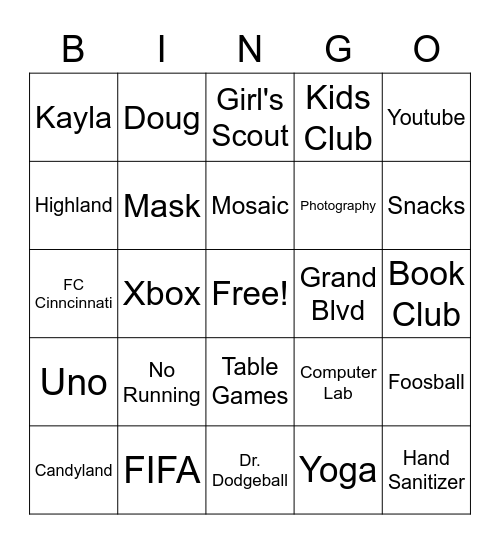 BGC Hamilton Bingo! Bingo Card