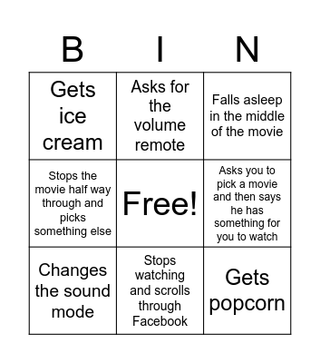 Watching tv with father Bingo Card