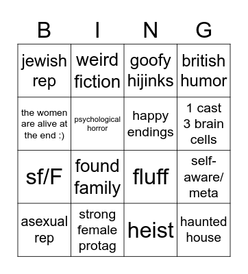EVA's TASTE IN BOOKS Bingo Card