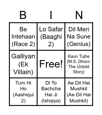 Rachu's Birthday Bingo Card