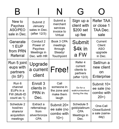 The Race to the 18th Bingo Card