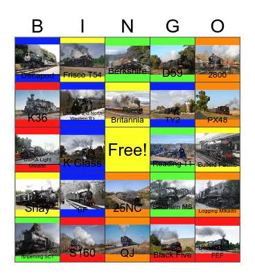 Freight Steam Locomotives Bingo Card