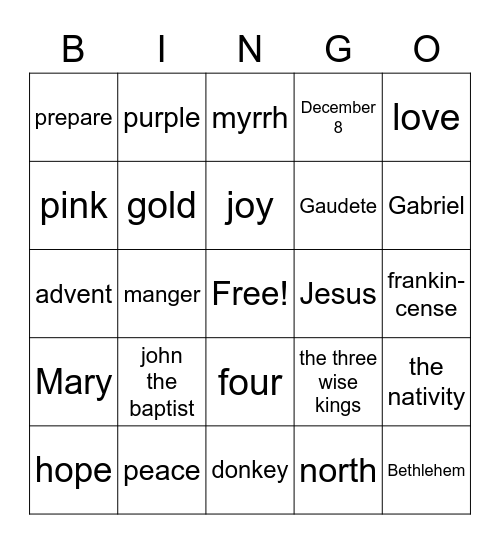 Advent Bingo Card