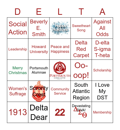 Krimson & Kreamgle Paint & Sip Holiday Party Bingo Card