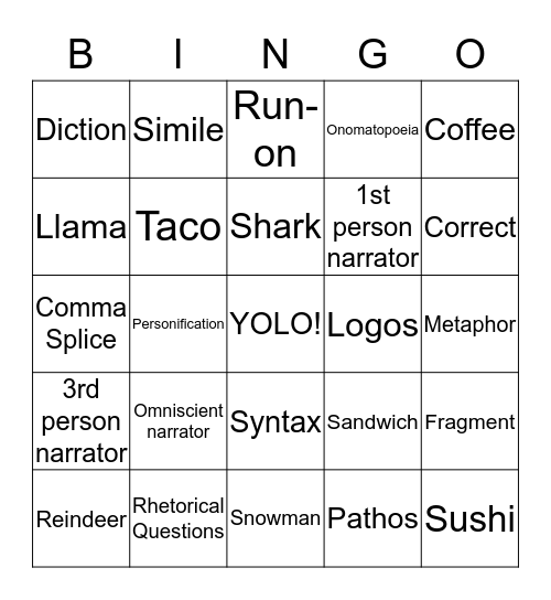 Senior Bingo Card