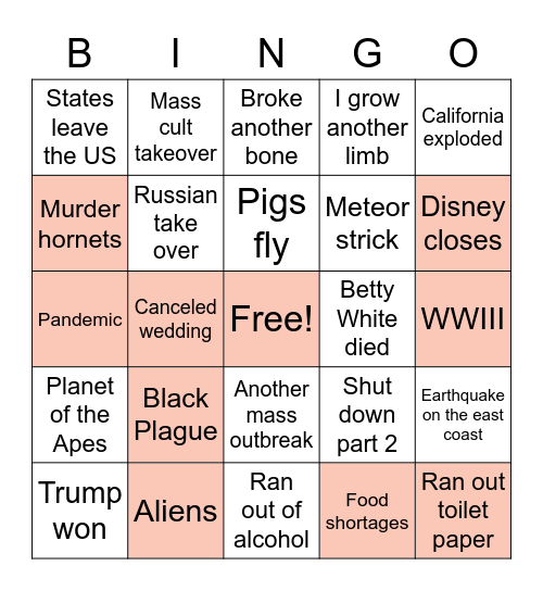 2020 Bingo Card