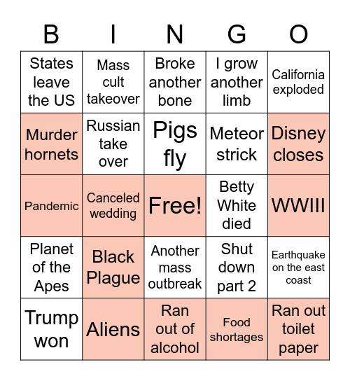 2020 Bingo Card