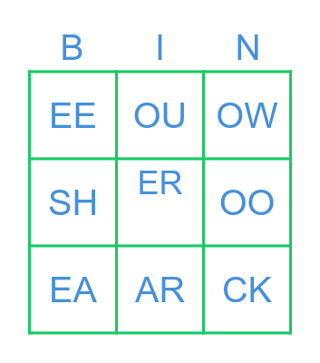 PHONICS - UNIT 10 Bingo Card