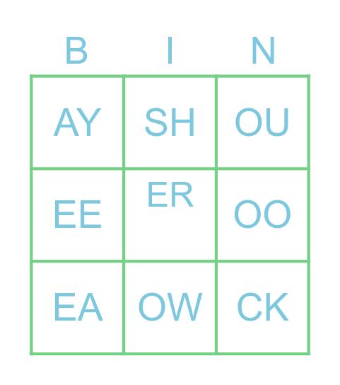 PHONICS - UNIT 10 Bingo Card