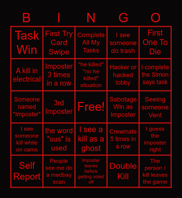 Among Us Bingo Ep1 Bingo Card