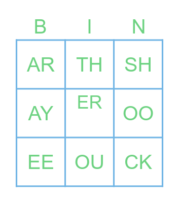 PHONICS - UNIT 10 Bingo Card