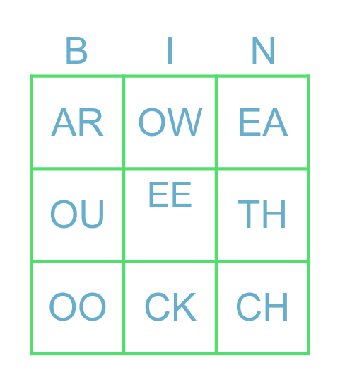PHONICS - UNIT 10 Bingo Card