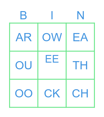 PHONICS - UNIT 10 Bingo Card