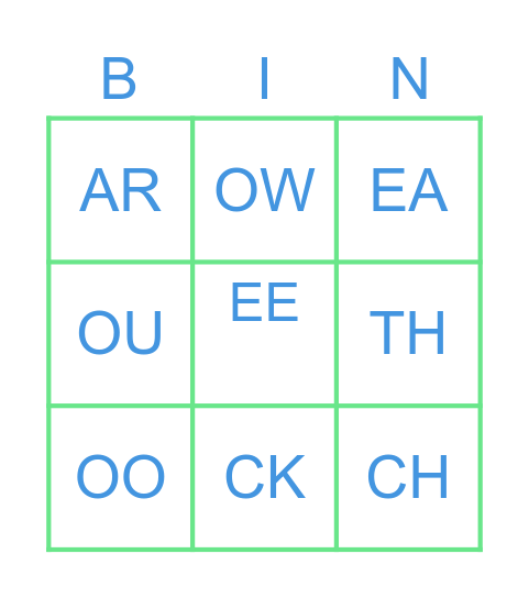 PHONICS - UNIT 10 Bingo Card