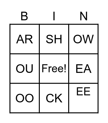 PHONICS - UNIT 10 Bingo Card