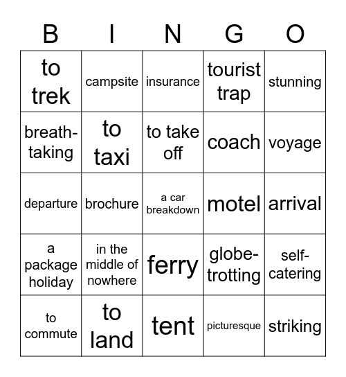 Travelling Bingo Card