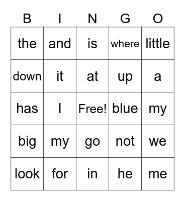 Part 2 November Sight Word Review Bingo Card