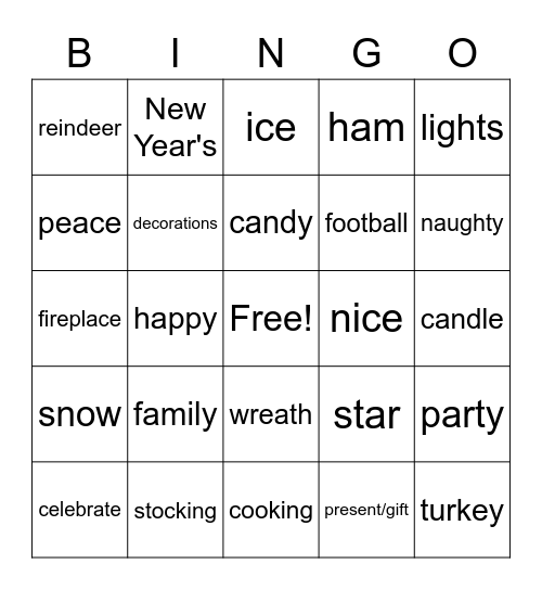 Holiday Bingo Card
