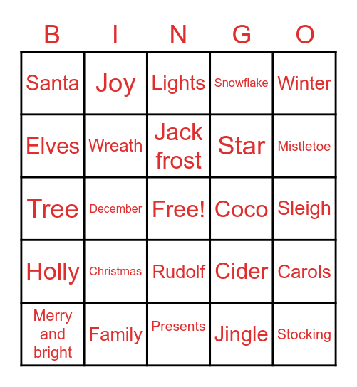 Happy Holidays Bingo Card