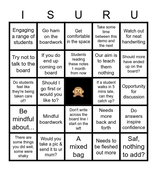 ISURU DEMO BINGO Card