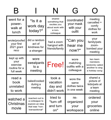 Mott Foundation Quarantine Bingo Card