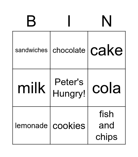 Peter's Hungry! Bingo Card