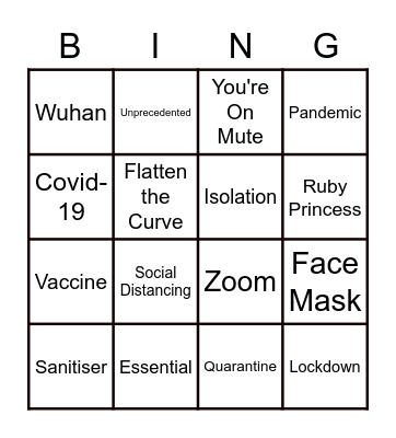 COVID Bingo Card