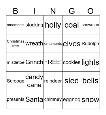 Christmas Bingo Card