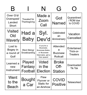 Buzzsaw Bingo Card