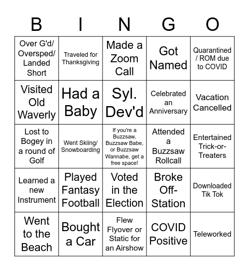 Buzzsaw Bingo Card